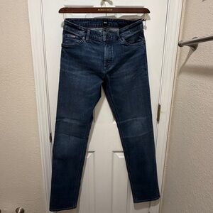 Boss Men’s Straight Jeans 30x32 Dark Blue Stretch